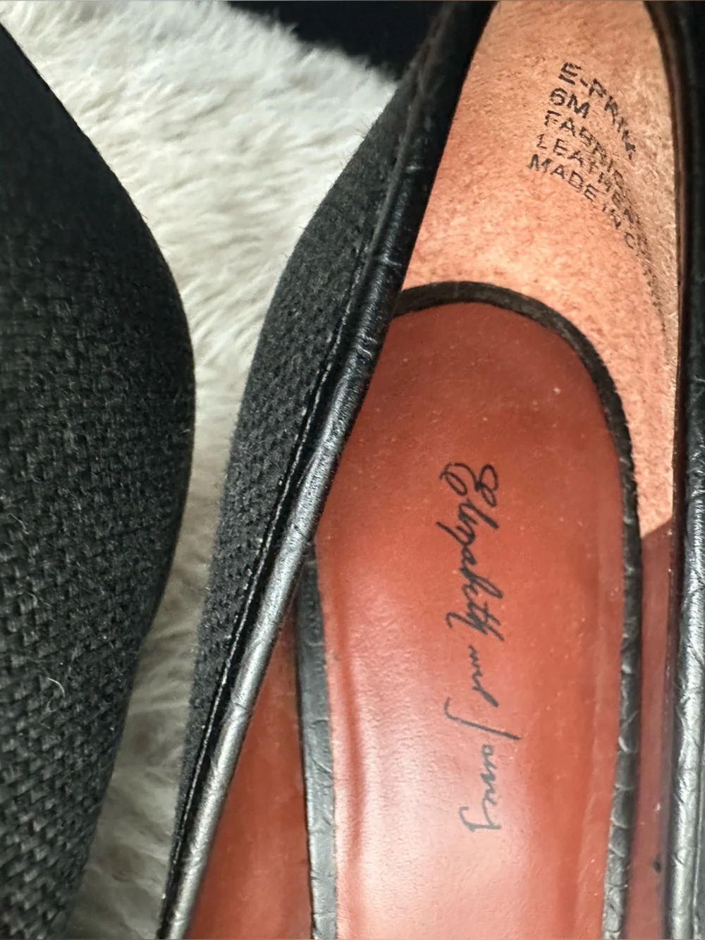 Elizabeth and James Black Textured Wedge Peep-Toe Pumps 6